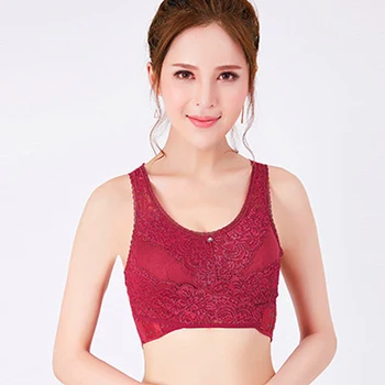

Sports Wireless Sexy Lace Thin Push Up Front Cross Adjustable Gift Women Bra Side Buckles Soft Cup Full Coverage Wide Belts