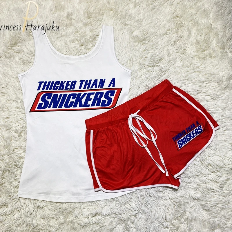 

2021 New Women Elastic Waist Fashion Letter Print Shorts Summer Beach Loose Shorts Casual High Waist Vest + Shorts Pants