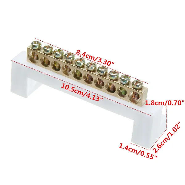 10 Positions Electric Cable Connector Terminal  Barrier Strip Block Bar with  Screws