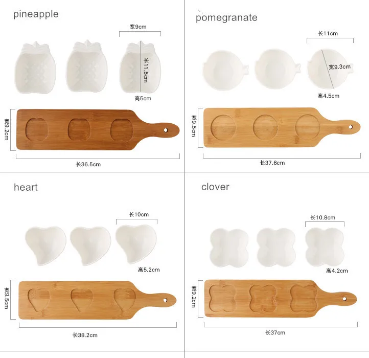 1/части японский стиль Творческий керамический поднос для фруктов, аппетит орех доска/натуральный эко-бамбуковый поднос десерт