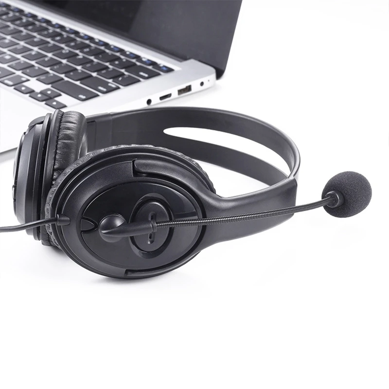 Telephone Traffic Headset USB Wired Headset Gaming Computer Learning Headphone Adjustable Microphone Volume