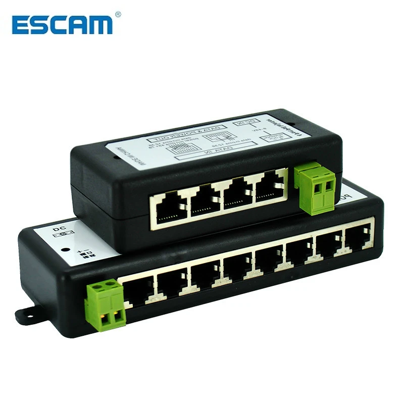 Nueva llegada 4 puertos 8 puertos POE inyector POE Splitter para CCTV red Cámara POE potencia sobre Ethernet IEEE802.3af