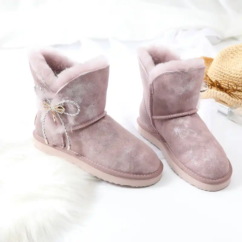 安い冬暖かいブーツ女性靴100 天然毛皮のブランドの靴女性ファッションフリンジ革牛革雪のブーツの女性 アンクルブーツ Aliexpress