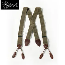 RT – bretelles rétro à bouton kaki, sangle élastique à clip, boucle en peau de vache, sangle d'épaule extensible décorative, pour hommes et femmes 