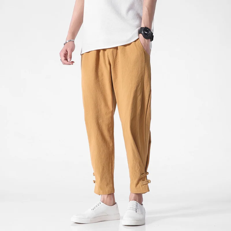 

2019 Summer Japanese-style Origional Casual Capri Pants Loose And Plus-sized Solid Color Men Thin Summer Trend Pants
