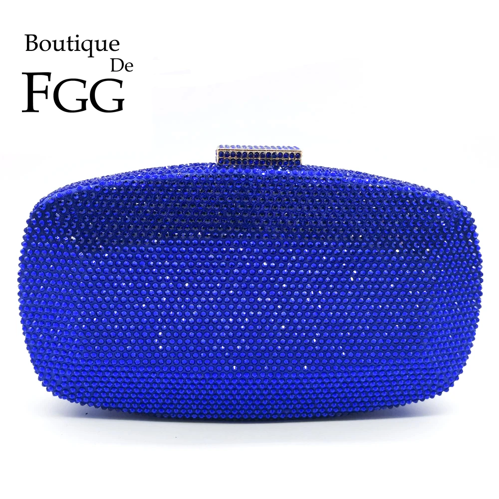 Женская вечерняя сумочка Boutique De FGG Темно Синяя клатч с кристаллами для
