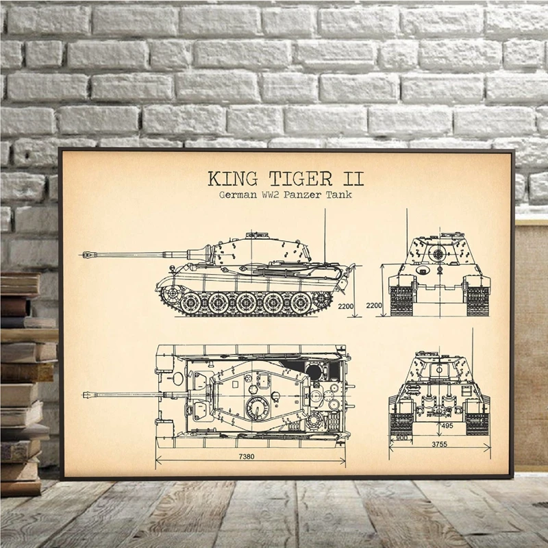 WW2 Tank Patent Canvas Painting Wall Art Decor