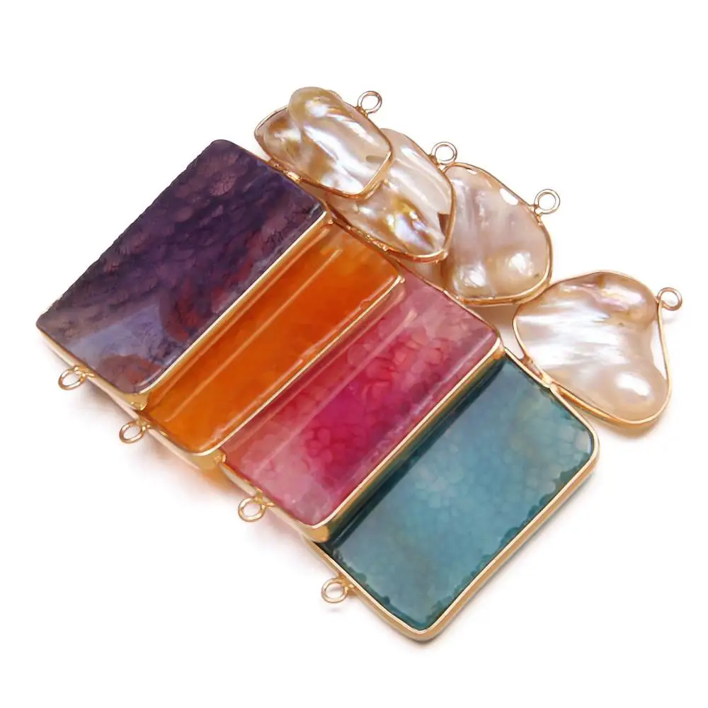 

Natural Stone Connector Irregular Shell Rectangle Agates For Jewelry Making DIY Necklace Bracelet Anklet Accessory