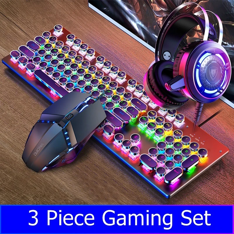 Slaapkamer module hoofdstuk Nieuwe Driedelige Backlit USB Bedraad Mechanische Gaming Toetsenbord, Muis  en Headset Set Notebook Desktop Toetsenbord en Muis|Toetsenbord-/muissets|  - AliExpress