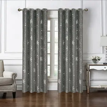 

Modern Blackout Fabric Dark Gray Curtain Finished Perforated Curtain Nordic Style Curtain Fabric Living Room Bedroom