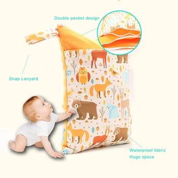 

2019 New Cute Cartoon Striped Baby Diaper Bag Waterproof Travel Maternity Small Wet Bags For Mommy Storage Stroller Accessories