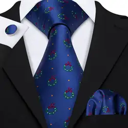 Темно-синие с галстуком на рождество комплект шелковый галстук-бабочка для Для мужчин подарок вечерние галстук носовой платок галстук Barry