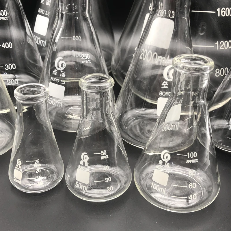 Thicken Glass Erlenmeyer Flask Laboratory Conical Flask Borosilicate 3.3 High Temperature Resistance Measuring Glass