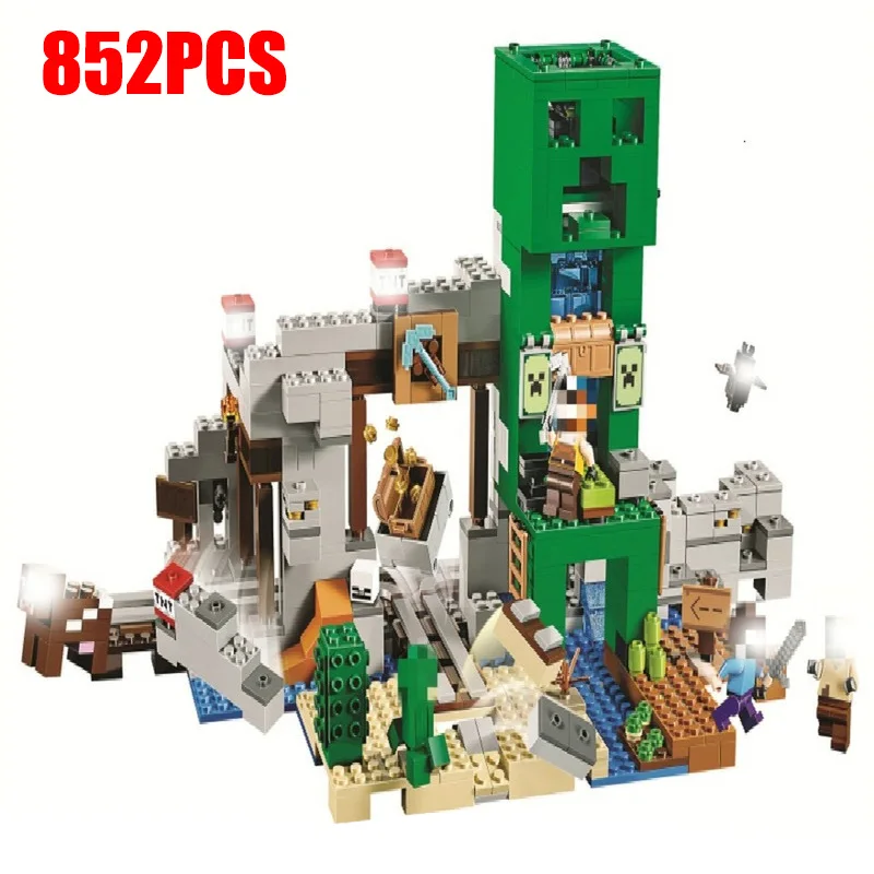 

11363 852pcs My World Crawl By Mine Hole Treasure Hunt Bela Building Blocks Compatible With Legoinglys 21155 Toys For Children