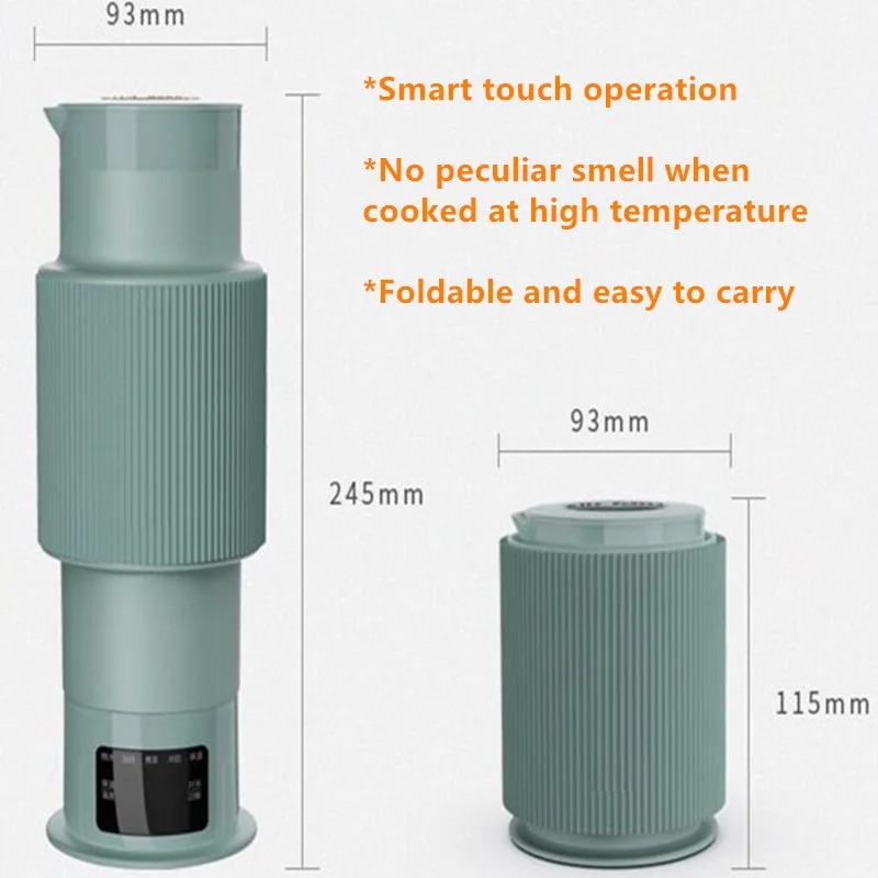 

100-240V Mini Foldable Electric Kettle Silicone Material Automatic Portable Travel Water Boiling Cup Machine Touch Control