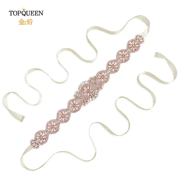 TOPQUEEN, S161-RG, стразы, розовое золото, пояс, кристалл, свадебный пояс, жемчуг, свадебный пояс для невесты, аксессуары для свадьбы, пояс для свадебной вечеринки - Цвет: ivory