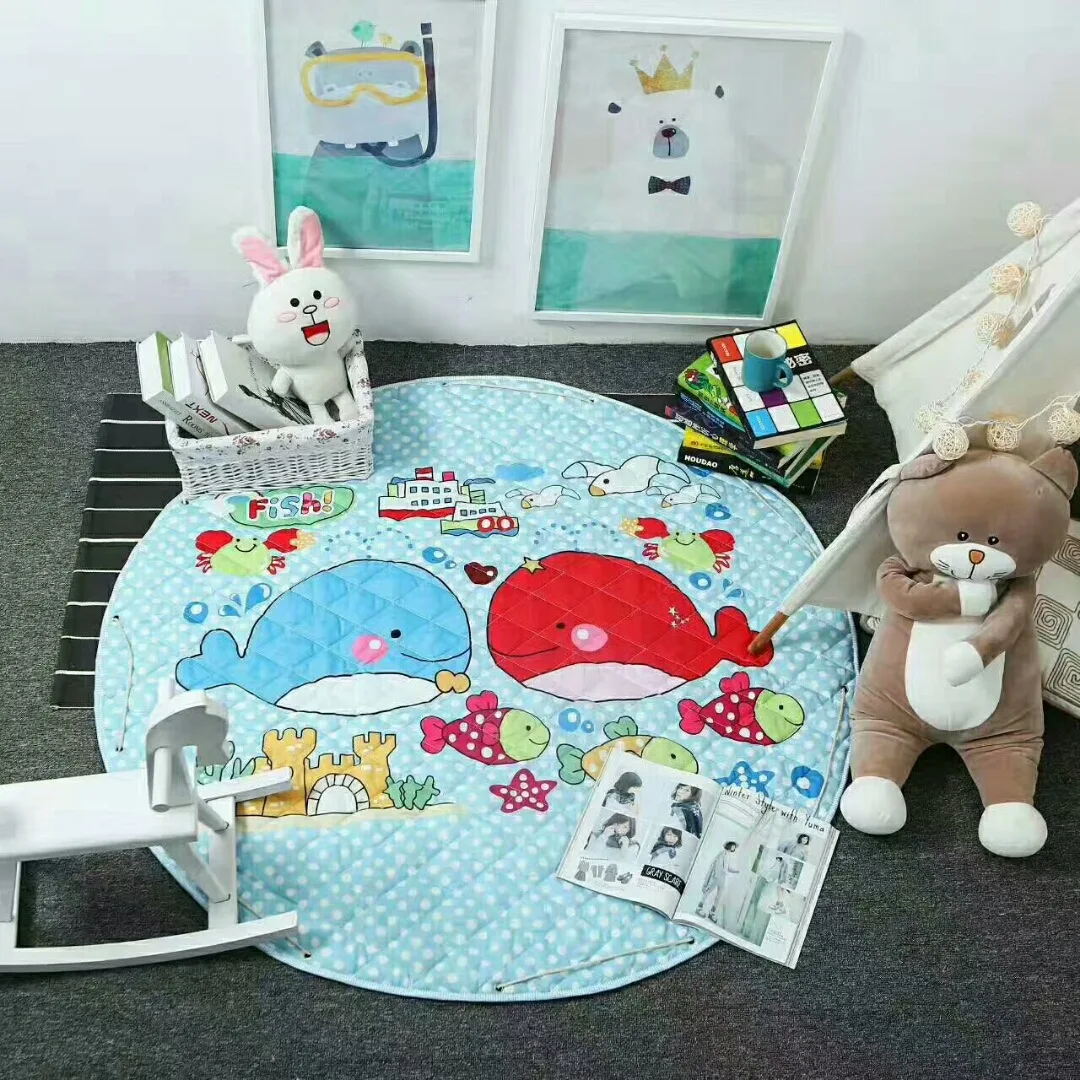 Хлопчатобумажная колодка игрушечный планшет круговой прогулки детский коврик для ползания сосуд мешок - Цвет: Dolphin