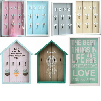 

Creative Wall Mounted Key Holder Storage Shelf Key Hanger Holder Wall Organizer with 6 Hook for Home Kitchen Bathroom Decor