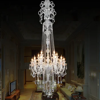 

Free Shipping K9 Clear Chandelier Staircase Candle Crystal Chandelier Fixture Staircase Lighting Stairs Long Hanging Chandelier