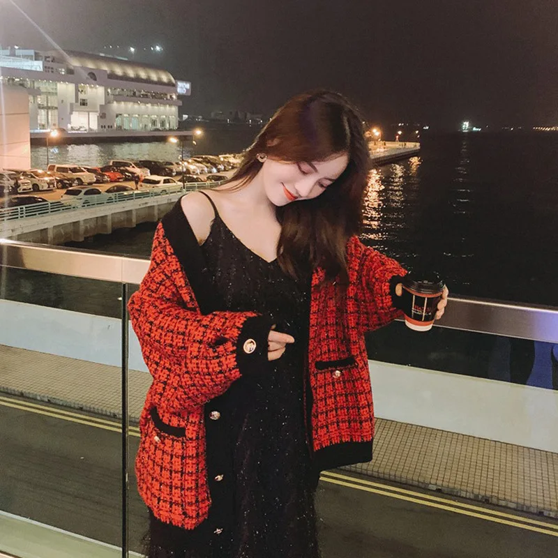 

2019 New Sweater Woman Knitted Shirt Korean Edition Leisure Style Cardigans V-Neck Winter Clothes Sweater Women