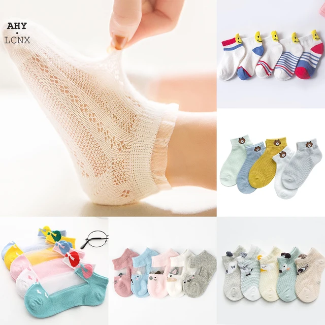 5 Pairs/lot Newborn Baby Socks Boys Girls Summer Socks Kids 100% Cotton Breathable  1