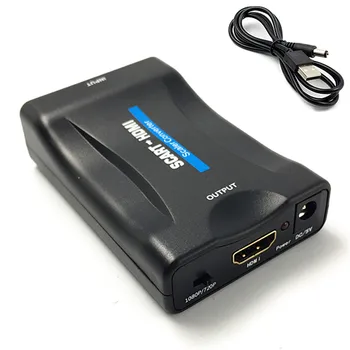 

for HD TV DVD 1080P SCART To HDMI Video Audio Upscale Converter Adapter for Sky Box STB Plug and Play with dc cable