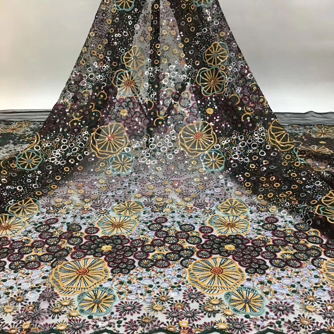 

African Lace Fabric 5 Yards 2020 High Quality Lace Tulle French Embroidered Mesh Lace Fabric Women Dress D3856