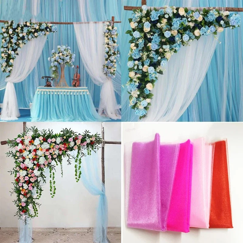 Supplies Venue Decoration Tulle Roll Crystal Organza Backdrop Curtain Fabric 