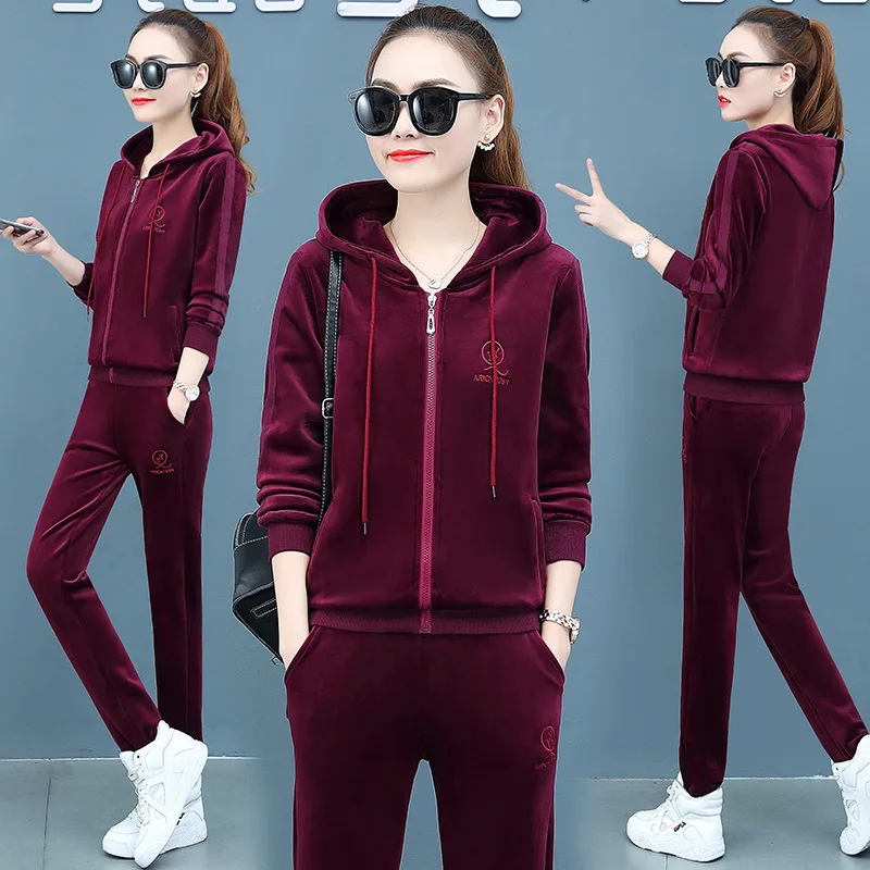 

According to Nalini Winter Hooded Cardigan Brushed And Thick Double-Sided Gold Velvet Piece Female Sports Leisure Suit Fashion 8