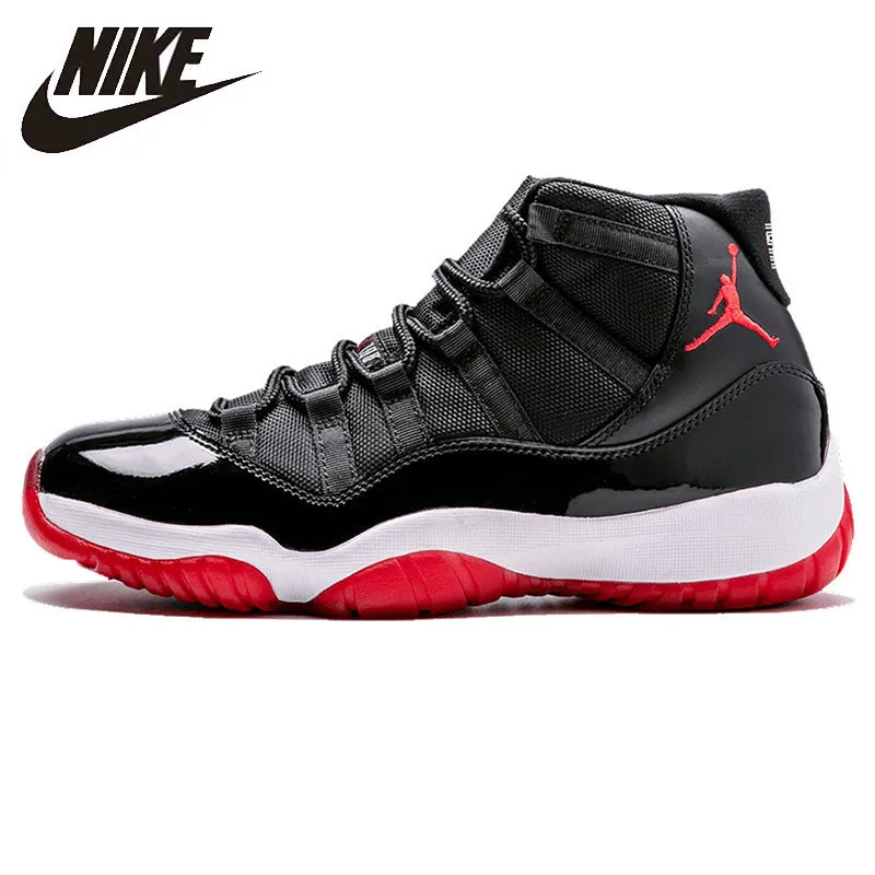 Nike Air Jordan XI Bred AJ 11 Мужская комфортная Баскетбольная обувь на шнуровке мужские кроссовки с амортизацией#378037-010