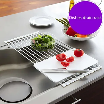

Wrought iron folding sink drain rack Kitchen sink drain drain Vegetable and fruit dishes drain rack