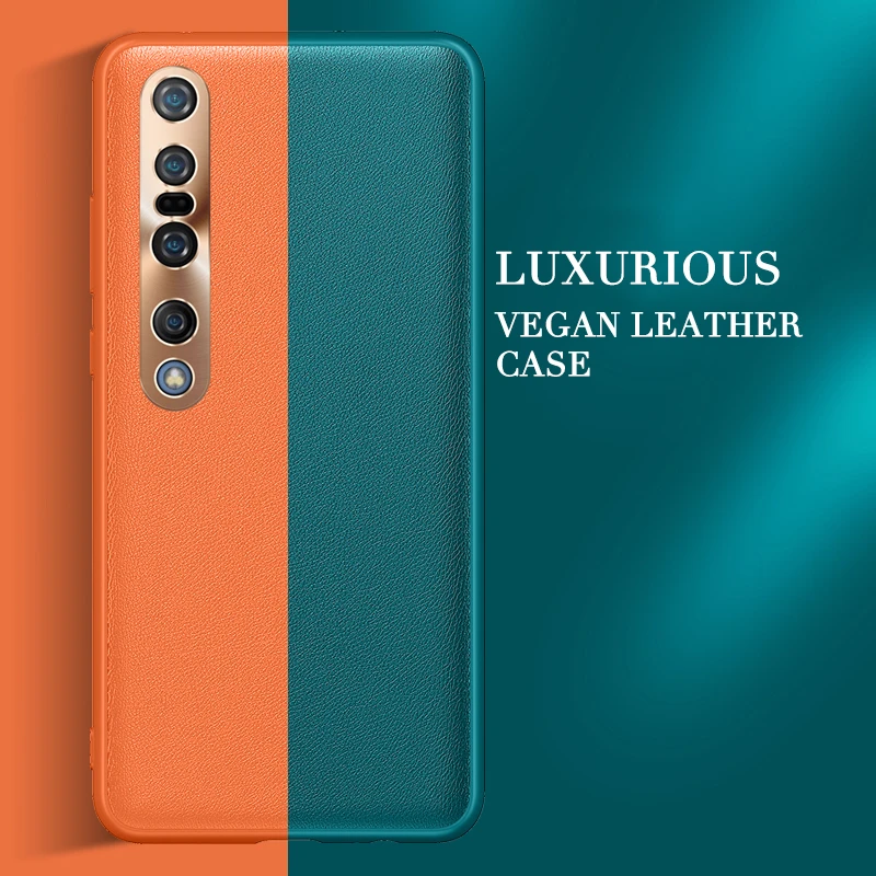 Official Original Genuine Vegan Leather Phone Case for Xiaomi Mi 10 Pro Real Skin Back Cover Mi10 10Pro Mi10Pro 5G 2020 Fundas