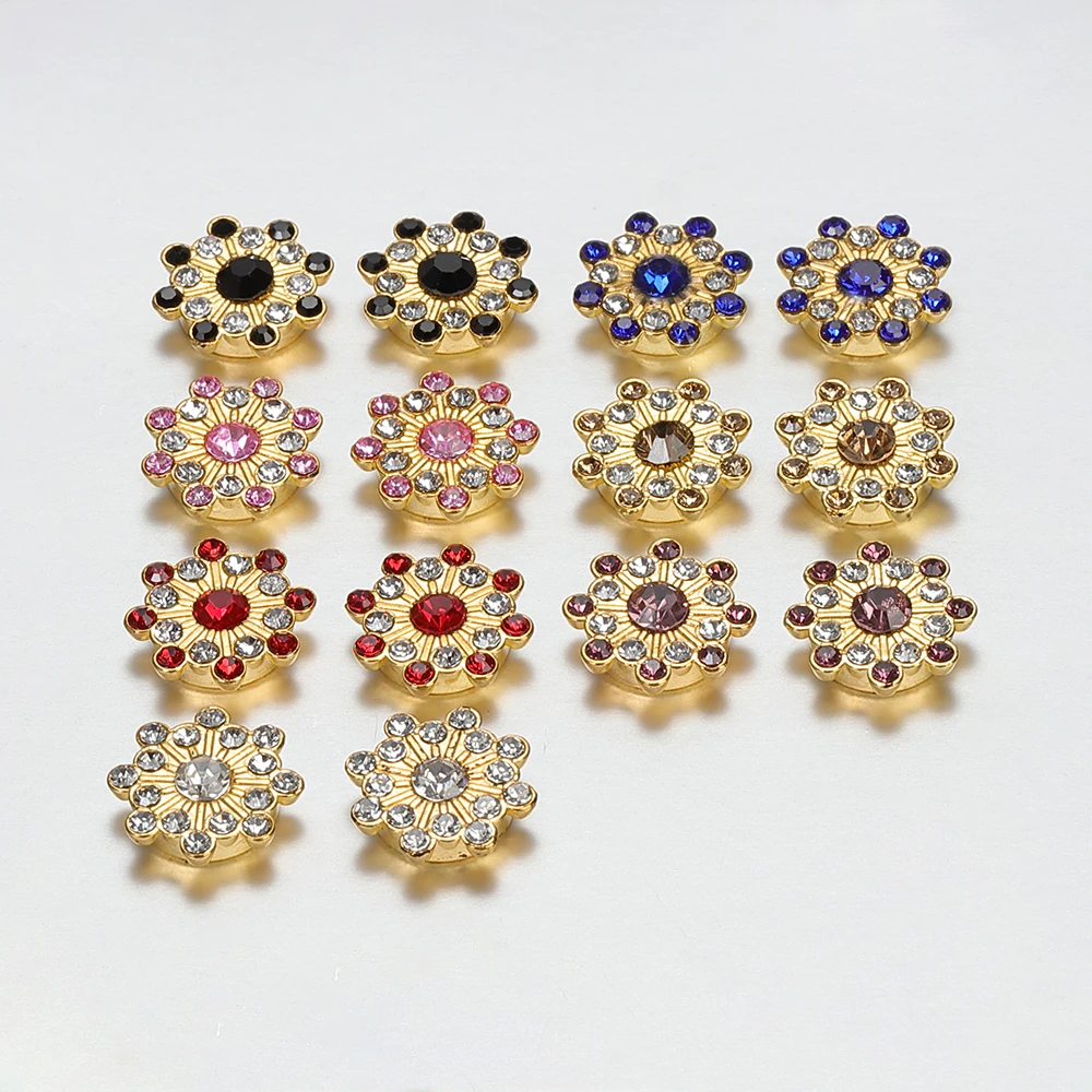 50/100pcs 14mm Rhinestone Cabochons for DIY Jewelry Making Colorful Glass Crystal Core Gold Bezel Brooch Patch Decor Accessories