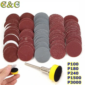 

100pcs 25mm 100-3000 Grit Sanding Discs + 1" Abrasives Hook & Loop Backer Plate + 1/8inch Shank Set For Polishing Tools