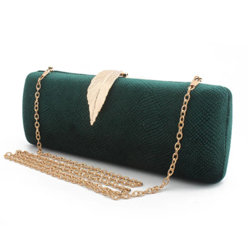 

2019 Ladies Handbags Solid Color Evening Bags Golden Leaves Decoration Small Mini Party Versatile Handbags BS88