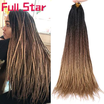 

Full Star Ombre Crochet Long Box Braids Hair Extensions 24 inch Ombre Synthetic Braiding Hair Crochet Braids Bulk Blue Purple