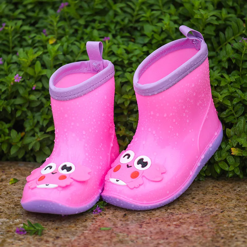 Children's rain boots four seasons water shoes children's students non-slip female middle tube | Дом и сад