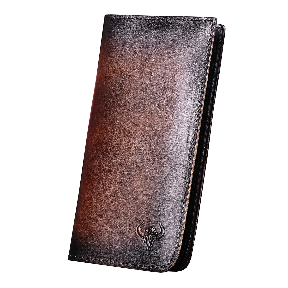 New Unisex Real Leather Vintage Coffee Gift Long Checkbook Organizer Standard Men's Wallet Travel Purse Designer Clutch 8645