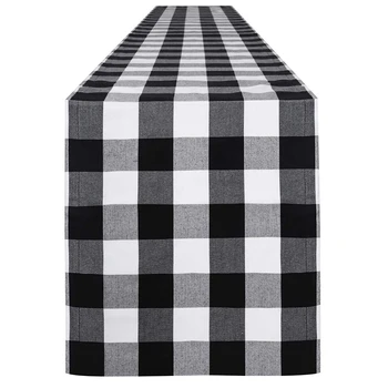 

Checkered Tablecloth Cotton Black and White Plaid Fashion Design, Suitable for Family Dinner Christmas Birthday Party Table Home