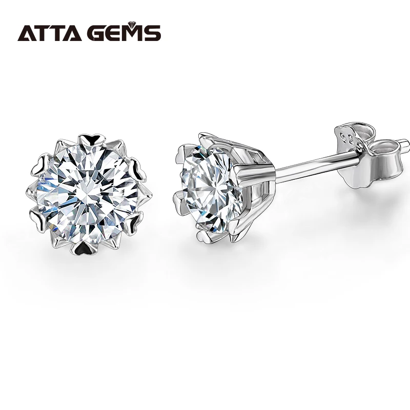 

ATTAGEMS Classic 100% 925 Sterling Silver 0.5CT Moissanite Gemstone Anniversary Wedding Earrings Fine Jewelry Gift Wholesale