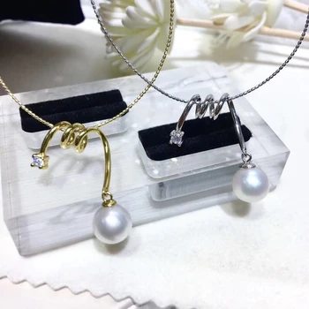 

925 Sterling Silver Pendant Base Settings Findings Mountings Girl's Parts for Oyster Edison Pearl Coral Jade Beads Stones