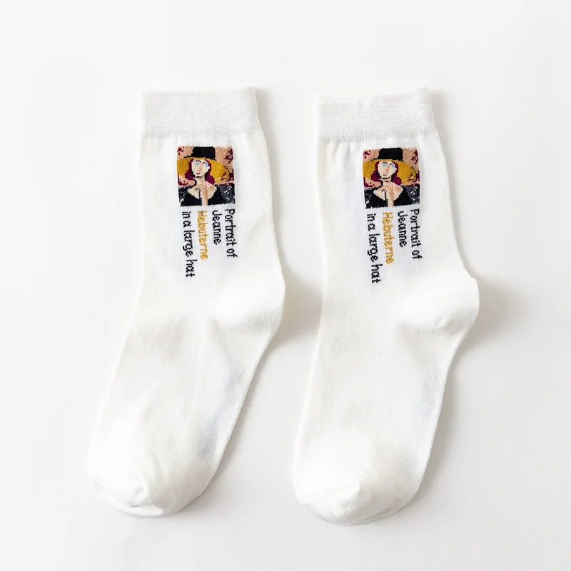 Модные Современные ренессансные зимние носки с масляной росписью Ван Гог Подсолнух Мона Лиза ретро искусство абстрактные Веселые женские носки - Цвет: 04