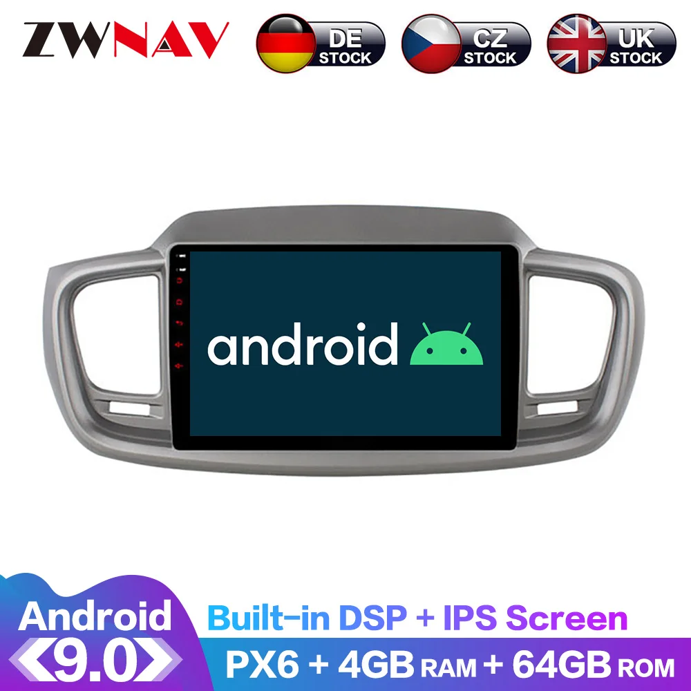 

Android 9.0 4+64G PX6 DSP Carplay Radio Car DVD Player GPS navigation For Kia Sorento 2015-2018 Left Driving Headunit Multimedia