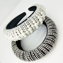 Модные женские обручи ручной работы, полностью тканые жемчужные цветы, Металлические Хрустальные Бусины, Волосы Резинки зажим, аксессуар для волос для девочек, волосы A