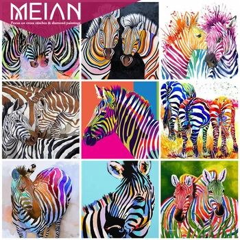 

2020 MEIAN Animal Diamond Painting Zebra 5D DIY Full Drill Picture Rhinestones Diamond Embroidery Mosaic Animal Home Decoration