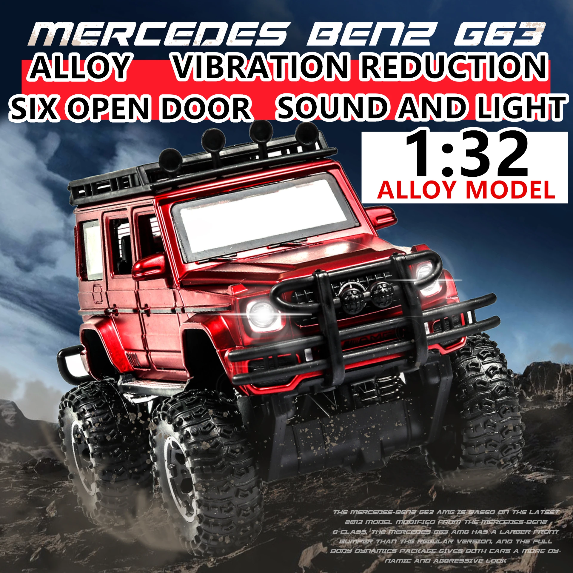 Модифицированная версия внедорожника Mercedes Benz G63 1:32 модель автомобиля из сплава
