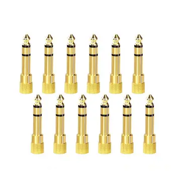 

12-PACK 6.35mm (1/4 inch) Male to 3.5mm(1/8 inch) Female Stereo Jack Adapter,Gold Plated 3-Conductor TRS AUX Plug