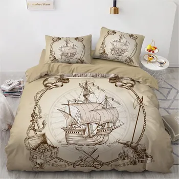 

3D Sailing Bedclothes Custom Design Camel Duvet Cover Sets Sailboat Bed Linen Pillow Cover 200*230cm King Full Twin Double Size