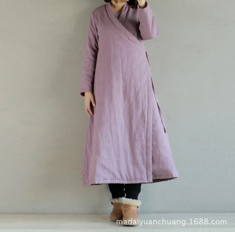 

Winter New Style Origional Cotton Linen Cotton-padded Clothes Long Thick Retro National Wind Large Size Chinese Clothing Improve