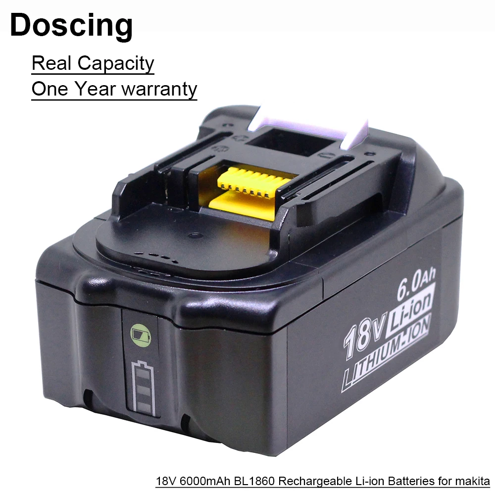  Doscing For Makita 18V 6000mAh Power Tools Rechargeable Batteries with LED Replacement Makita LXT B